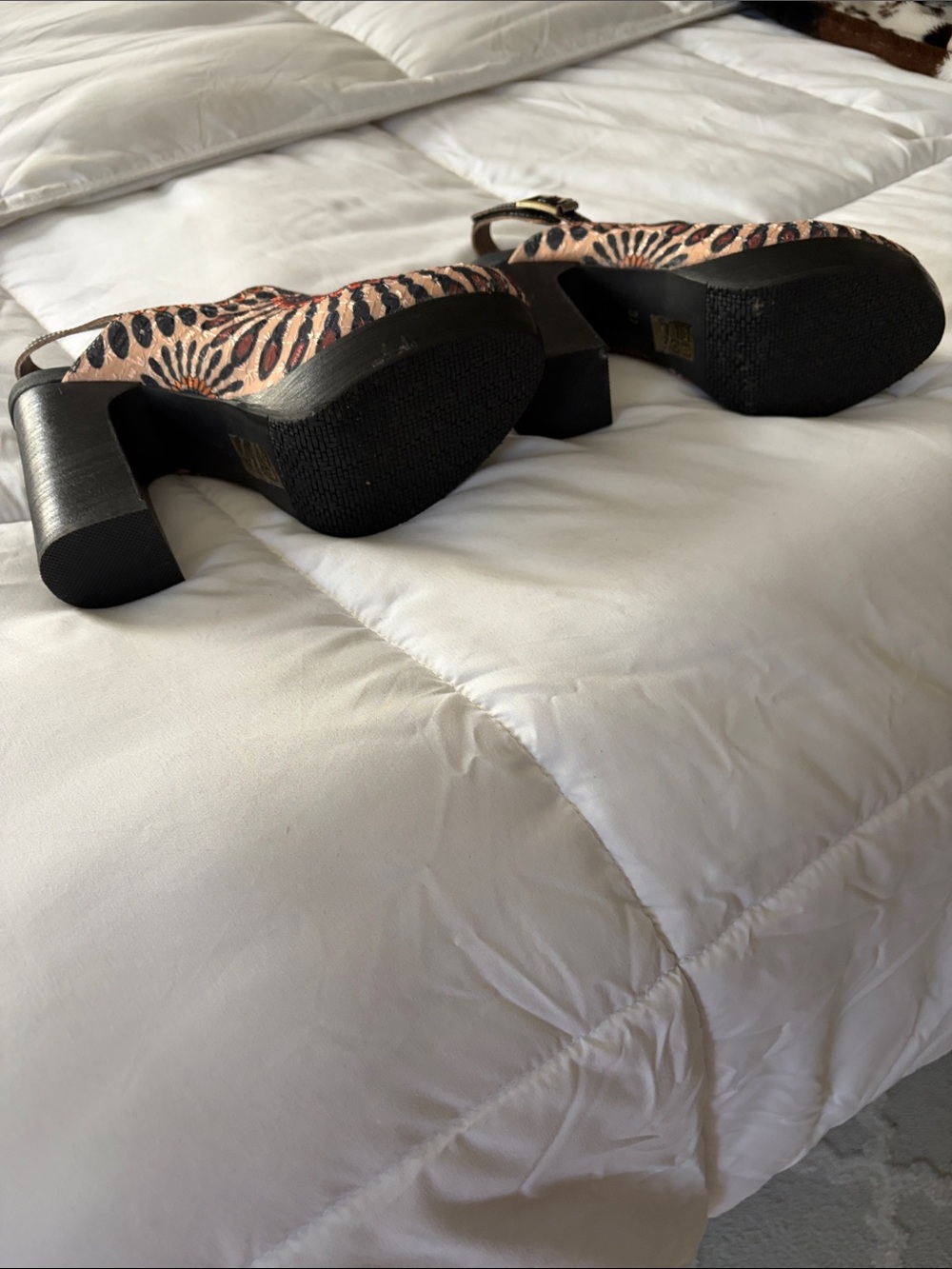 Boho Orange & Black Patterned Slingback Clogs - Picture 4 of 4